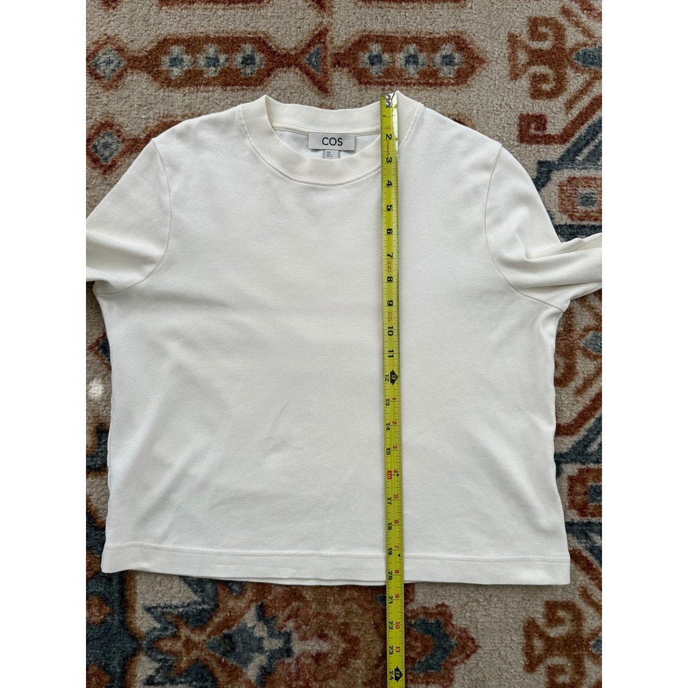 COS Off White Cream Heavyweight Cotton Long Sleeve Cropped Shirt Minimalist S - Picture 5 of 8